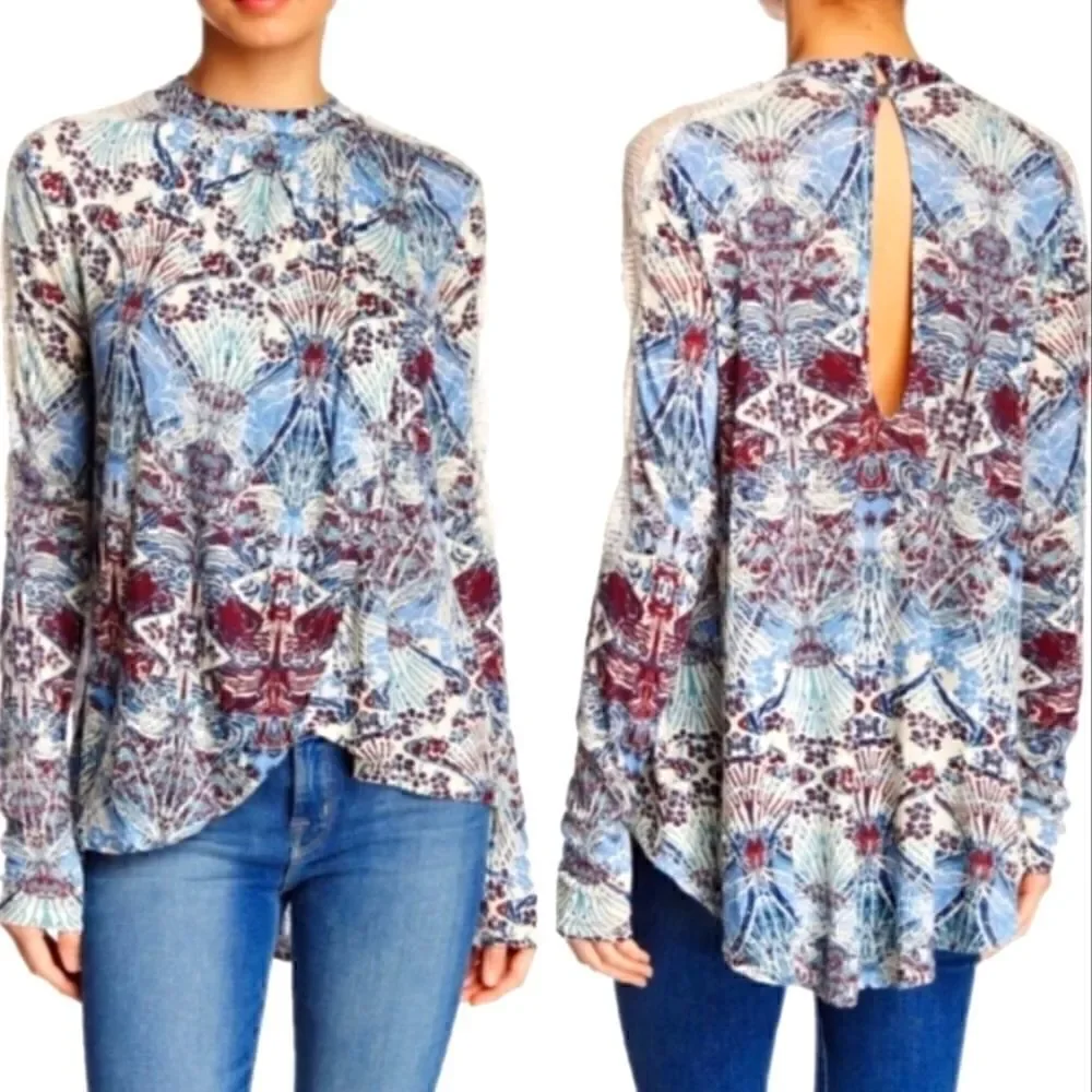 EC FREE PEOPLE NOUVEAU TULIP FRONT BOHO TOP SZ. L